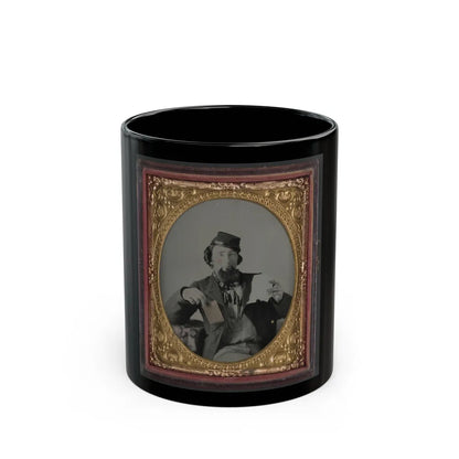 Unidentified Soldier In Kepi With Letter And Envelope (U.S. Civil War) Black Coffee Mug-11oz-Go Mug Yourself