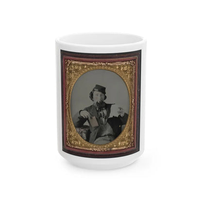 Unidentified Soldier In Kepi With Letter And Envelope (U.S. Civil War) White Coffee Mug-15oz-Go Mug Yourself