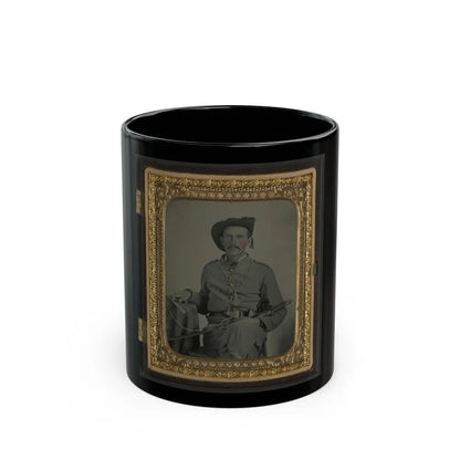 Unidentified Soldier In Maryland Confederate Cavalry Uniform With Sword And Pistol (U.S. Civil War) Black Coffee Mug-11oz-Go Mug Yourself