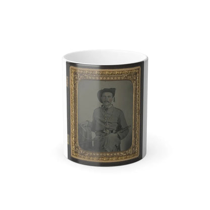 Unidentified Soldier in Maryland Confederate Cavalry Uniform With Sword and Pistol (U.S. Civil War) Color Changing Coffee Mug 11oz-11oz-Go Mug Yourself