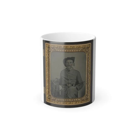 Unidentified Soldier in Maryland Confederate Cavalry Uniform With Sword and Pistol (U.S. Civil War) Color Changing Coffee Mug 11oz-11oz-Go Mug Yourself