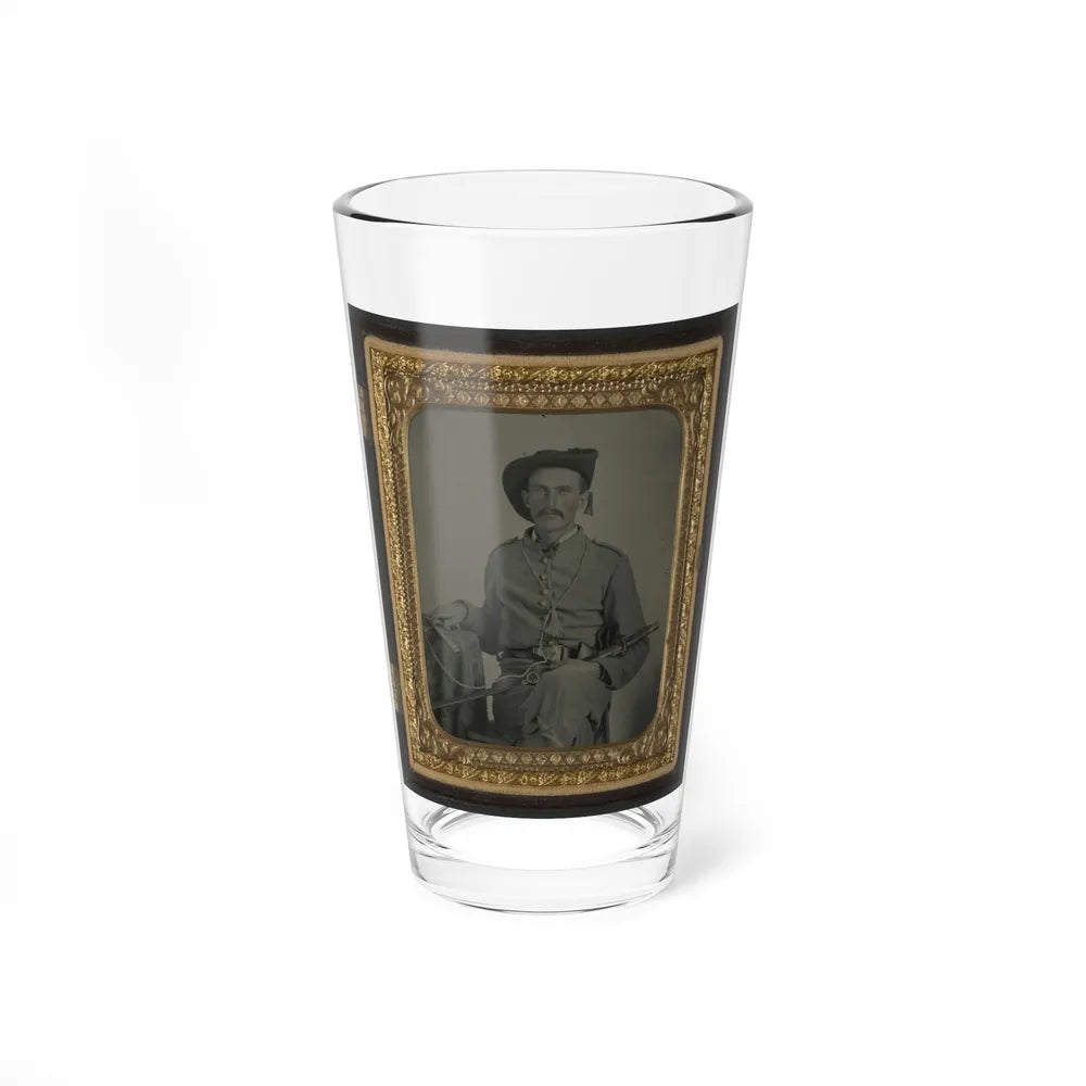 Unidentified Soldier In Maryland Confederate Cavalry Uniform With Sword And Pistol (U.S. Civil War) Pint Glass 16oz-16oz-Go Mug Yourself