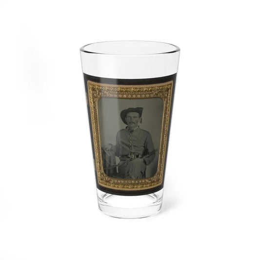 Unidentified Soldier In Maryland Confederate Cavalry Uniform With Sword And Pistol (U.S. Civil War) Pint Glass 16oz 16oz - Go Mug Yourself