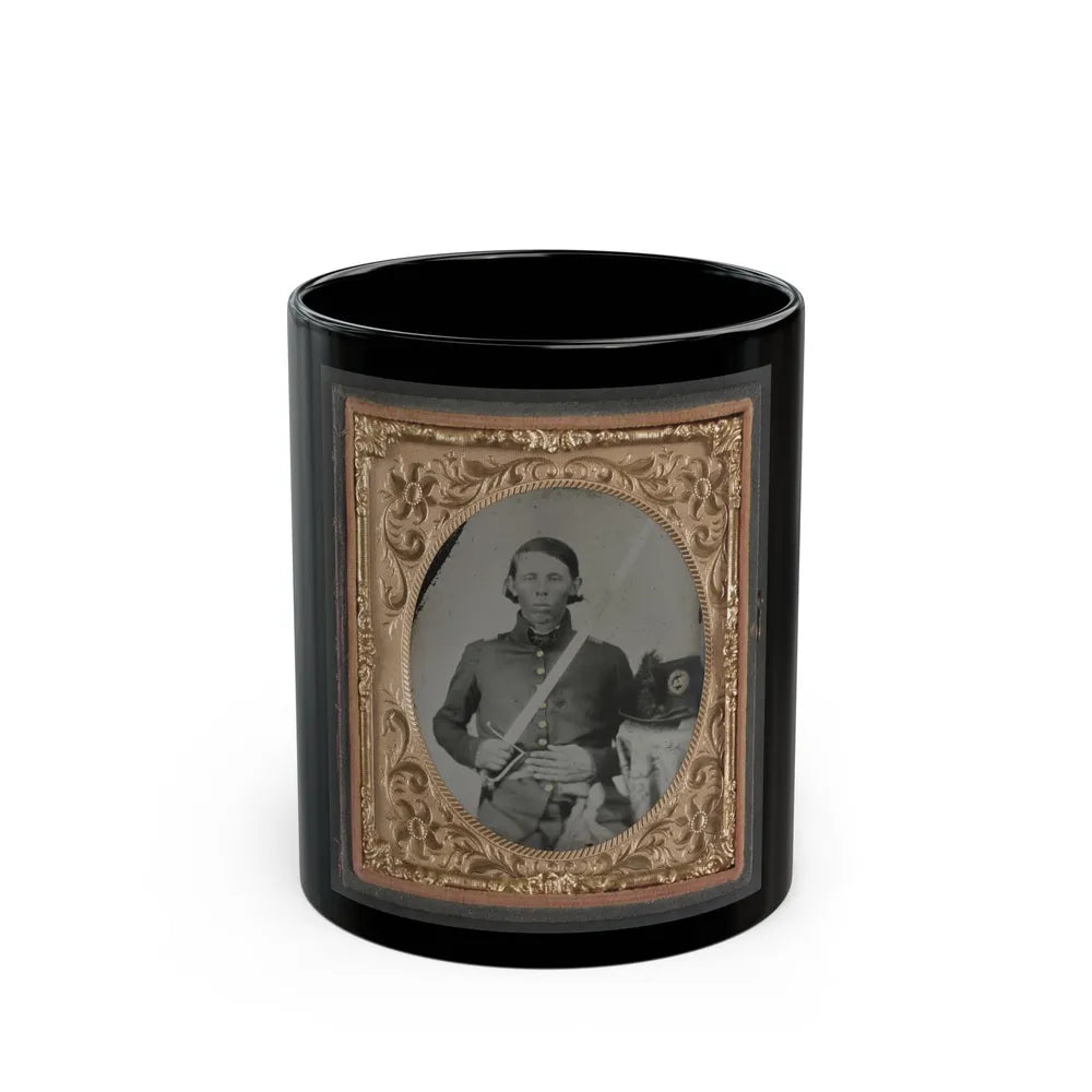 Unidentified Soldier In Militia Virginia Infantry Regiment Uniform With Virginia Hat And Sword (U.S. Civil War) Black Coffee Mug-11oz-Go Mug Yourself