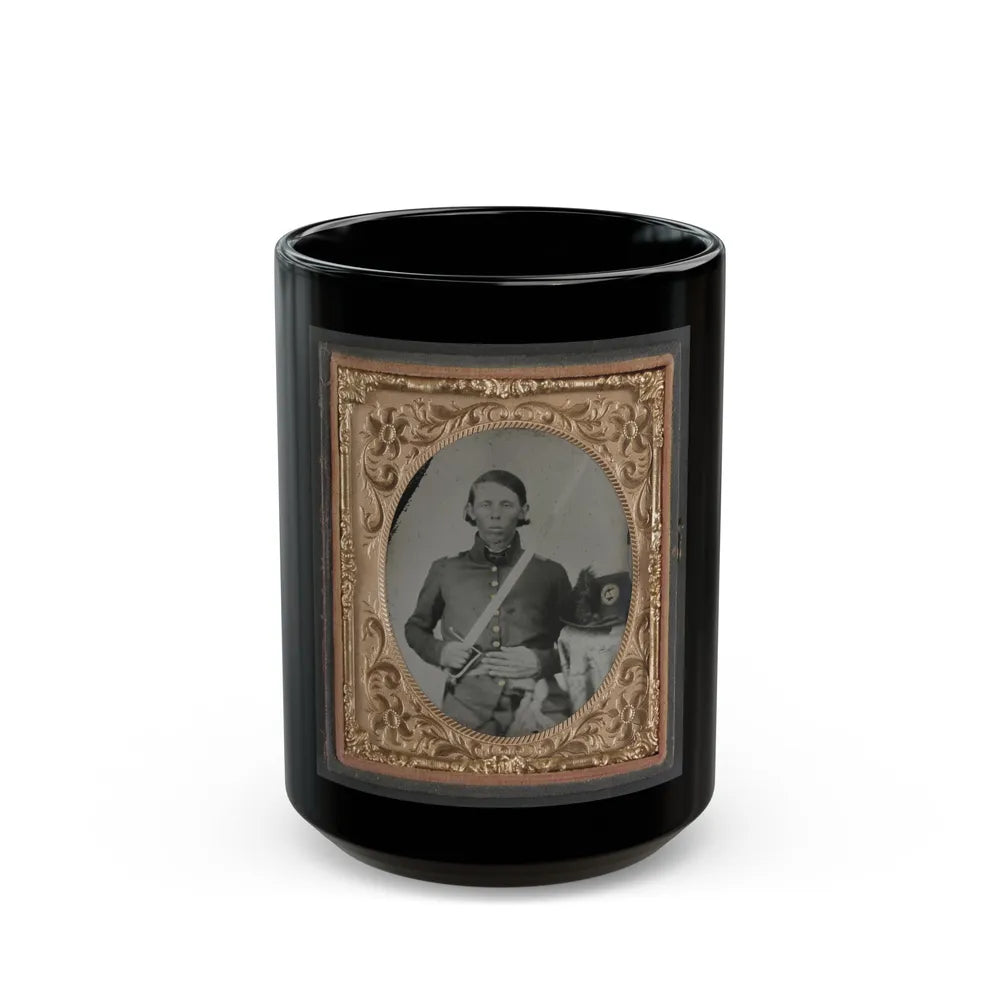 Unidentified Soldier In Militia Virginia Infantry Regiment Uniform With Virginia Hat And Sword (U.S. Civil War) Black Coffee Mug-15oz-Go Mug Yourself