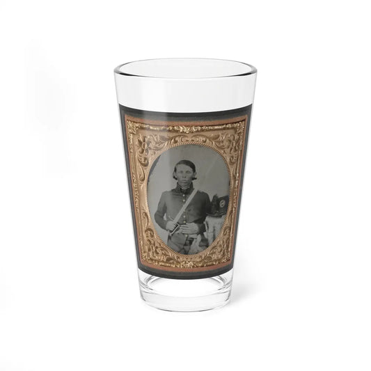 Unidentified Soldier In Militia Virginia Infantry Regiment Uniform With Virginia Hat And Sword (U.S. Civil War) Pint Glass 16oz-16oz-Go Mug Yourself