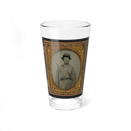 Unidentified Soldier In New Hampshire Uniform And Co. D Whipple Hat With Bayoneted Musket And Revolver (U.S. Civil War) Pint Glass 16oz 16oz - Go Mug Yourself