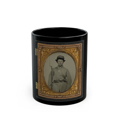 Unidentified Soldier In New Hampshire Uniform And Co. D Whipple Hat With Bayoneted Musket And Revolver (U.S. Civil War) Black Coffee Mug-11oz-Go Mug Yourself