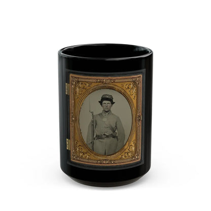 Unidentified Soldier In New Hampshire Uniform And Co. D Whipple Hat With Bayoneted Musket And Revolver (U.S. Civil War) Black Coffee Mug-15oz-Go Mug Yourself