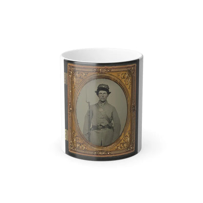 Unidentified Soldier in New Hampshire Uniform and Co. D Whipple Hat With Bayoneted Musket and Revolver (U.S. Civil War) Color Changing Coffee Mug 11oz-11oz-Go Mug Yourself