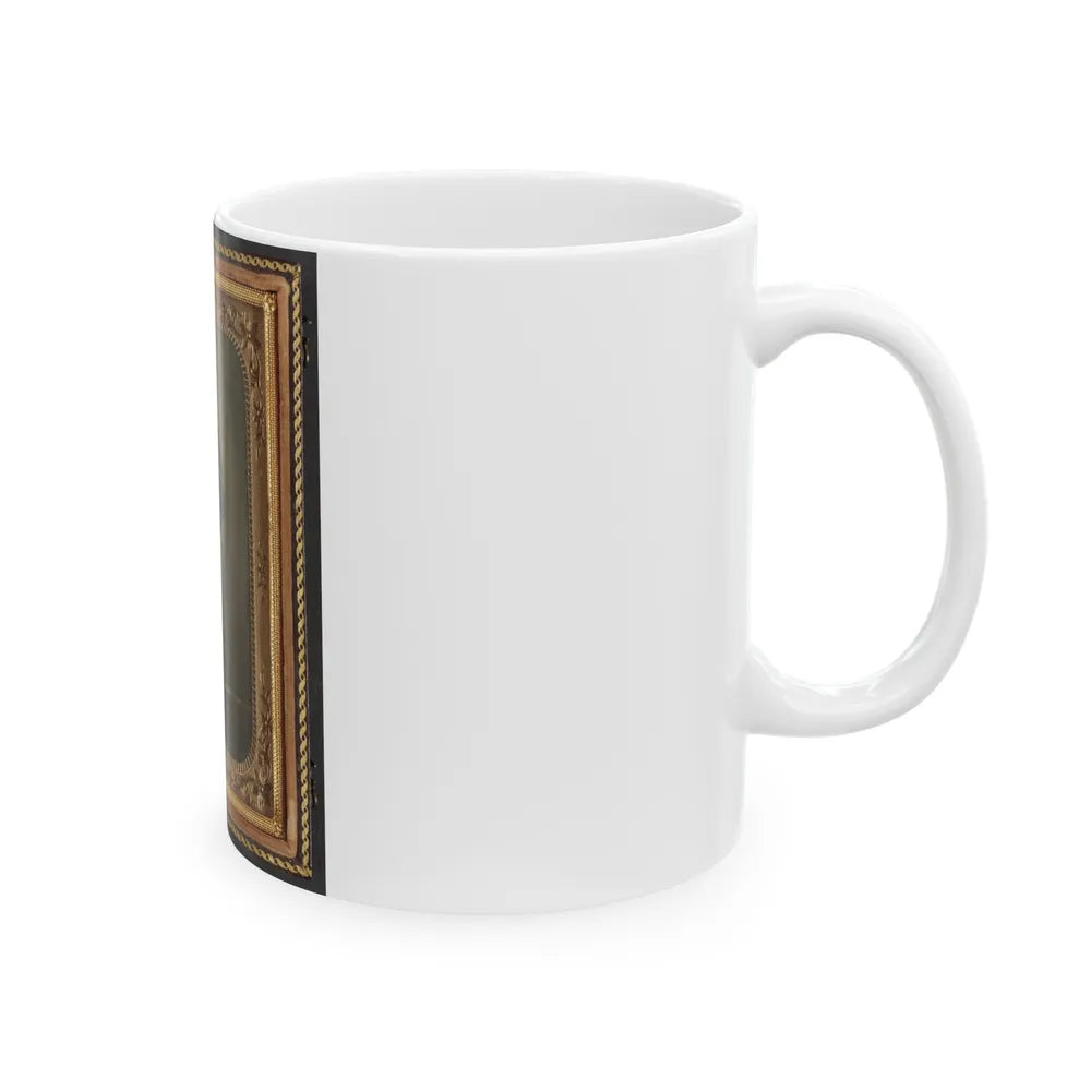 Unidentified Soldier In New York State Enlistedman's Uniform With Bayoneted Musket (U.S. Civil War) White Coffee Mug-Go Mug Yourself
