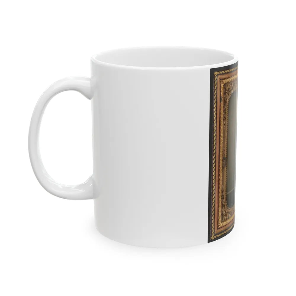 Unidentified Soldier In New York State Enlistedman's Uniform With Bayoneted Musket (U.S. Civil War) White Coffee Mug-Go Mug Yourself
