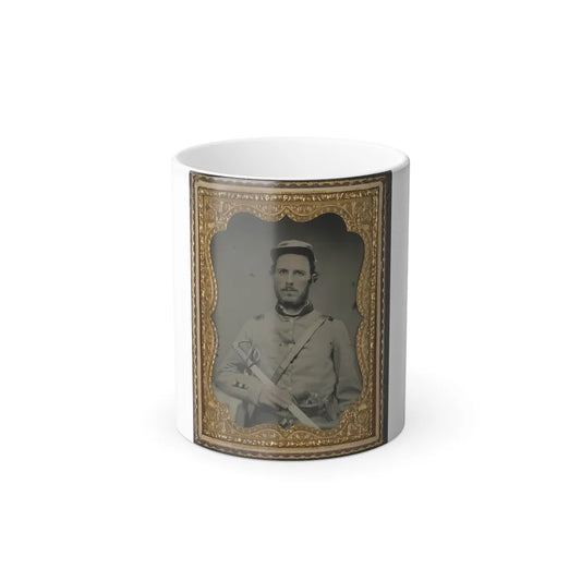 Unidentified Soldier in North Carolina Uniform With Sword and Revolver (U.S. Civil War) Color Changing Coffee Mug 11oz-11oz-Go Mug Yourself