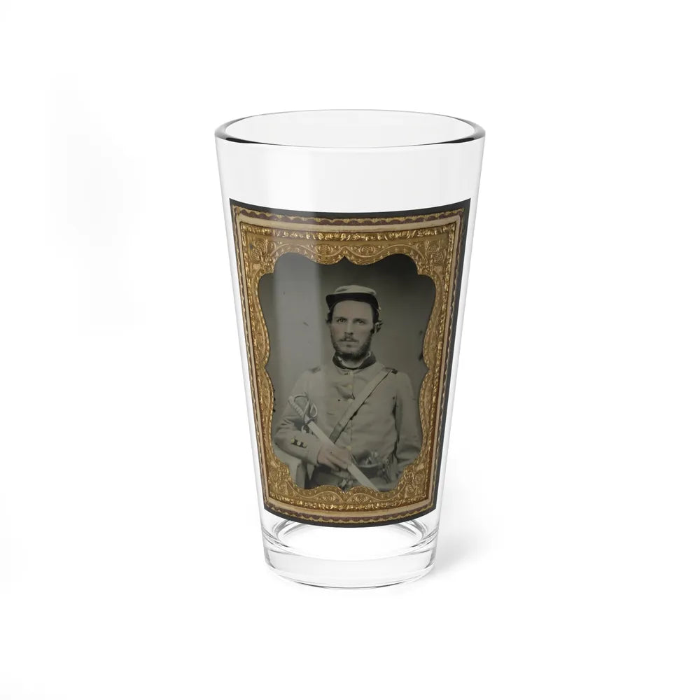 Unidentified Soldier In North Carolina Uniform With Sword And Revolver (U.S. Civil War) Pint Glass 16oz-16oz-Go Mug Yourself