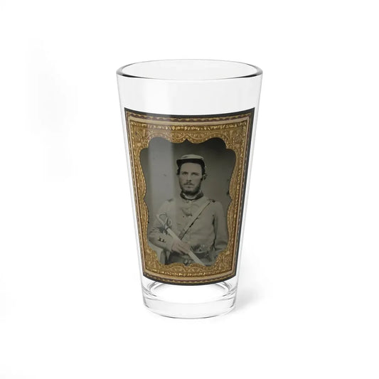 Unidentified Soldier In North Carolina Uniform With Sword And Revolver (U.S. Civil War) Pint Glass 16oz 16oz - Go Mug Yourself