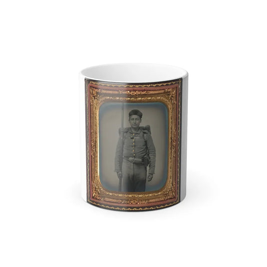 Unidentified Soldier in Ohio Volunteer Militia Uniform With Bedroll and Musket (U.S. Civil War) Color Changing Coffee Mug 11oz-11oz-Go Mug Yourself