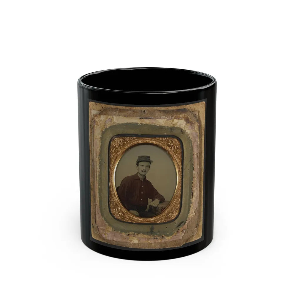 Unidentified Soldier In Red Battleshirt And Kepi (U.S. Civil War) Black Coffee Mug-11oz-Go Mug Yourself