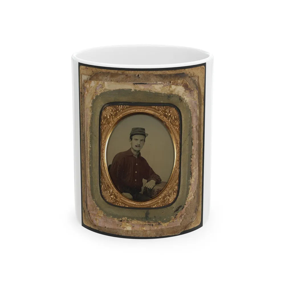 Unidentified Soldier In Red Battleshirt And Kepi (U.S. Civil War) White Coffee Mug-11oz-Go Mug Yourself