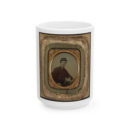 Unidentified Soldier In Red Battleshirt And Kepi (U.S. Civil War) White Coffee Mug-15oz-Go Mug Yourself