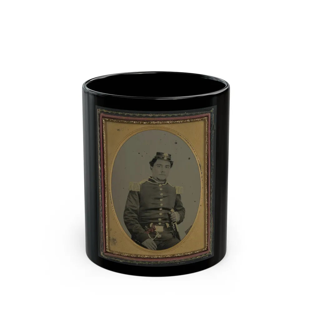 Unidentified Soldier In South Carolina Militia Uniform With Sword And Pistols (U.S. Civil War) Black Coffee Mug-11oz-Go Mug Yourself