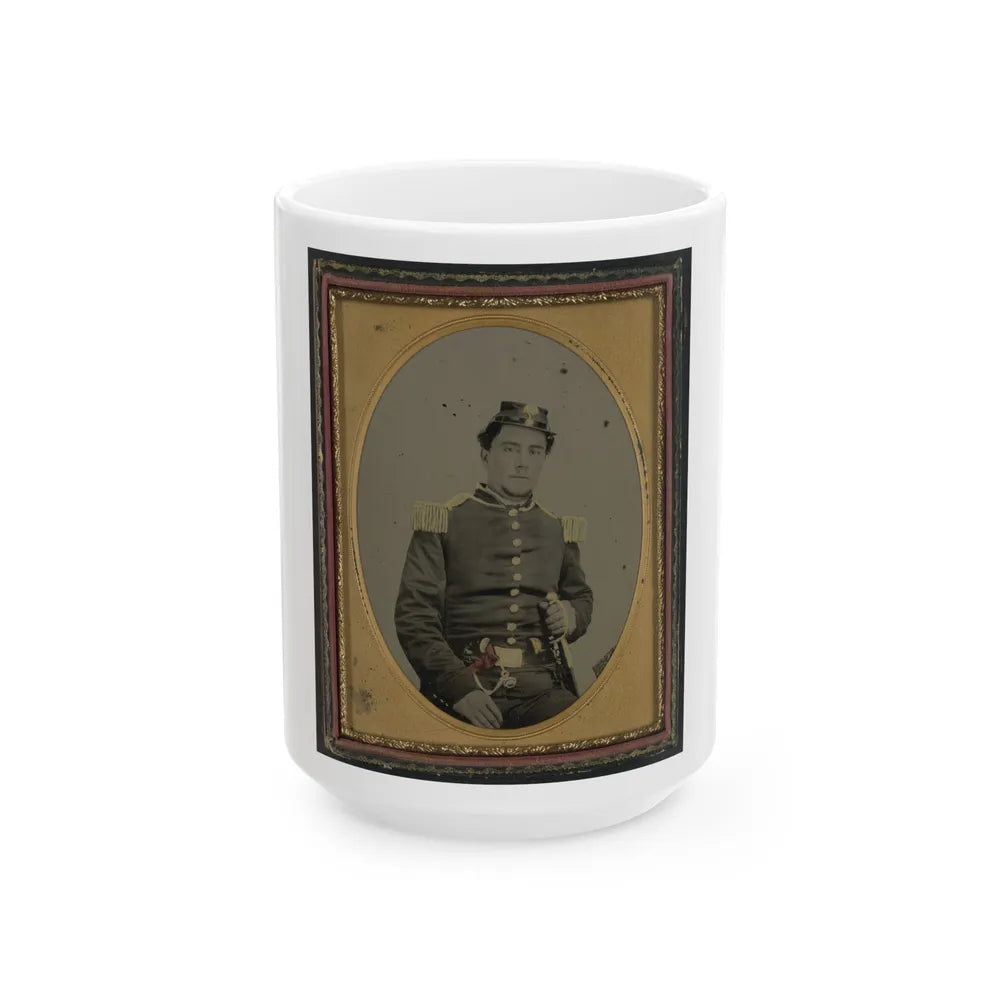 Unidentified Soldier In South Carolina Militia Uniform With Sword And Pistols (U.S. Civil War) White Coffee Mug-15oz-Go Mug Yourself