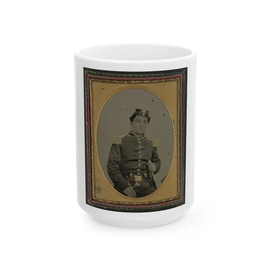 Unidentified Soldier In South Carolina Militia Uniform With Sword And Pistols (U.S. Civil War) White Coffee Mug 15oz - Go Mug Yourself