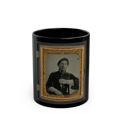 Unidentified Soldier In Uniform And Gauntlets, Probably Union Uniform (U.S. Civil War) Black Coffee Mug-11oz-Go Mug Yourself