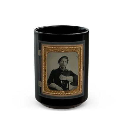 Unidentified Soldier In Uniform And Gauntlets, Probably Union Uniform (U.S. Civil War) Black Coffee Mug-15oz-Go Mug Yourself