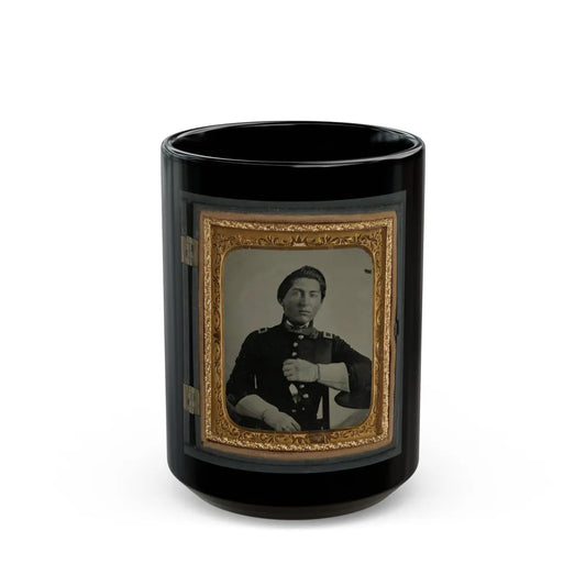 Unidentified Soldier In Uniform And Gauntlets, Probably Union Uniform (U.S. Civil War) Black Coffee Mug-15oz-Go Mug Yourself