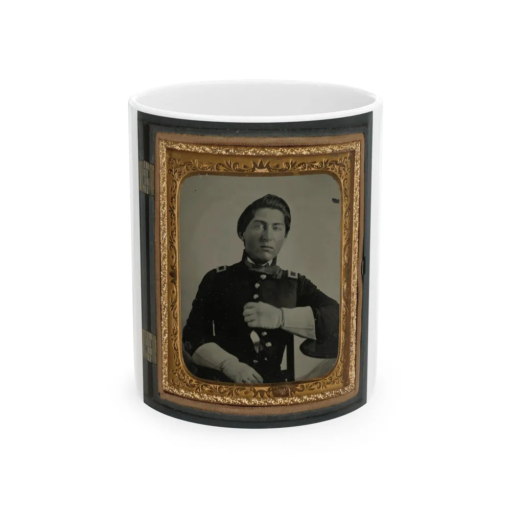 Unidentified Soldier In Uniform And Gauntlets, Probably Union Uniform (U.S. Civil War) White Coffee Mug-11oz-Go Mug Yourself