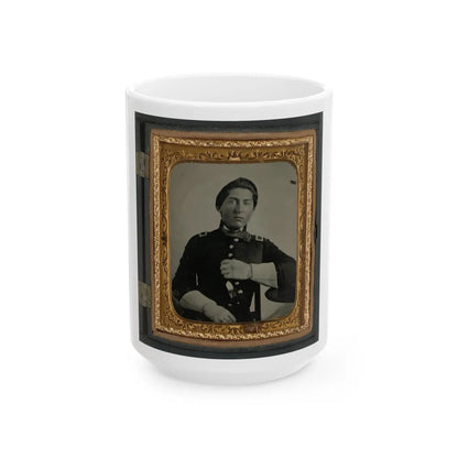 Unidentified Soldier In Uniform And Gauntlets, Probably Union Uniform (U.S. Civil War) White Coffee Mug-15oz-Go Mug Yourself