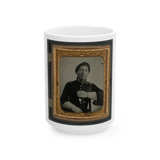 Unidentified Soldier In Uniform And Gauntlets, Probably Union Uniform (U.S. Civil War) White Coffee Mug-15oz-Go Mug Yourself