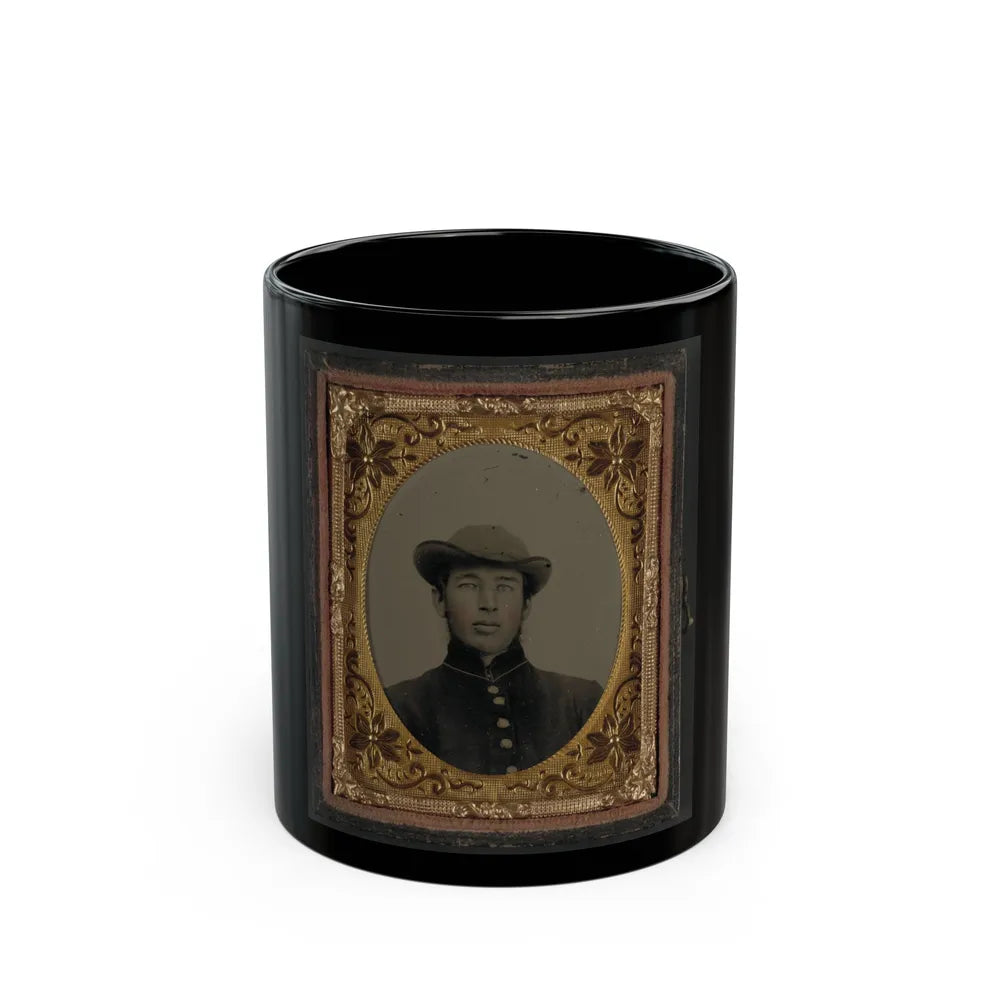 Unidentified Soldier In Uniform And Hat (U.S. Civil War) Black Coffee Mug-11oz-Go Mug Yourself