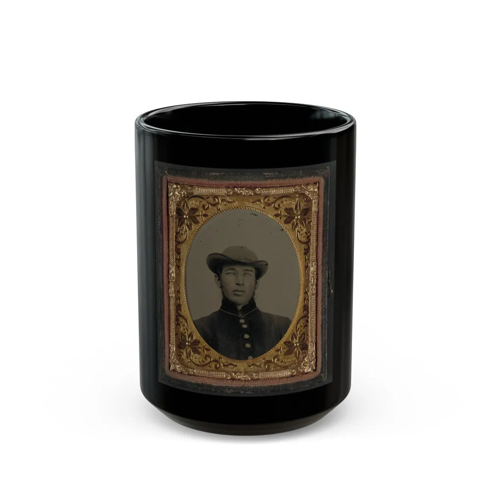 Unidentified Soldier In Uniform And Hat (U.S. Civil War) Black Coffee Mug-15oz-Go Mug Yourself