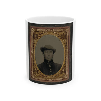 Unidentified Soldier In Uniform And Hat (U.S. Civil War) White Coffee Mug-11oz-Go Mug Yourself