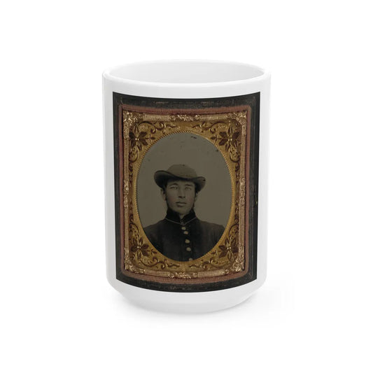 Unidentified Soldier In Uniform And Hat (U.S. Civil War) White Coffee Mug-15oz-Go Mug Yourself