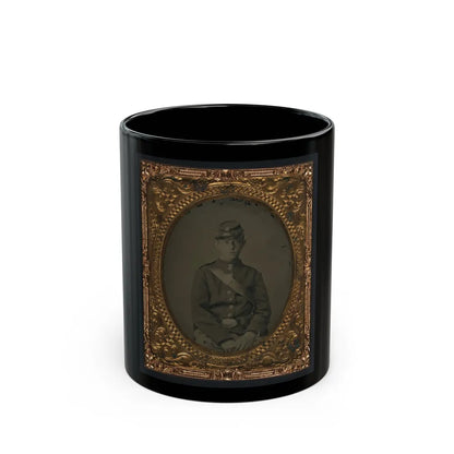 Unidentified Soldier In Uniform And Kepi With Cap Box (U.S. Civil War) Black Coffee Mug-11oz-Go Mug Yourself