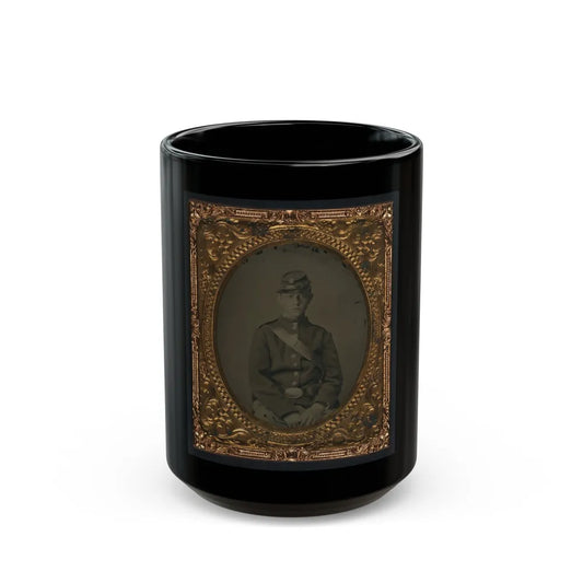 Unidentified Soldier In Uniform And Kepi With Cap Box (U.S. Civil War) Black Coffee Mug-15oz-Go Mug Yourself