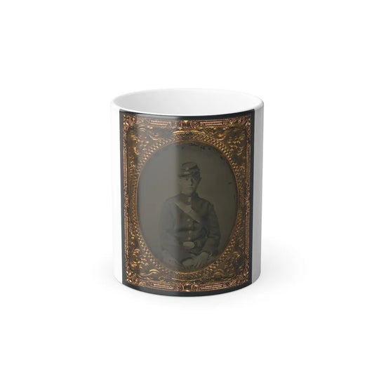 Unidentified Soldier in Uniform and Kepi With Cap Box (U.S. Civil War) Color Changing Coffee Mug 11oz-11oz-Go Mug Yourself