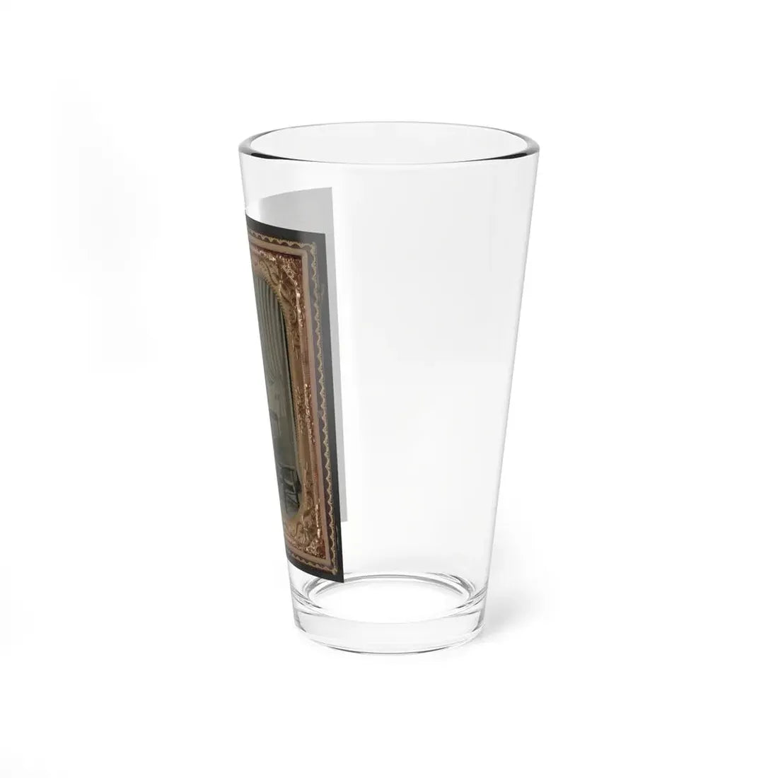 Unidentified Soldier In Uniform With Arm In Sling In Front Of Painted Backdrop Showing Military Camp And American Flag (U.S. Civil War) Pint Glass 16oz - Go Mug Yourself
