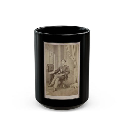 Unidentified Soldier In Uniform With Cabinet Stereograph Viewer (U.S. Civil War) Black Coffee Mug-15oz-Go Mug Yourself