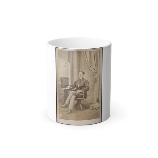 Unidentified Soldier in Uniform With Cabinet Stereograph Viewer (U.S. Civil War) Color Changing Coffee Mug 11oz-11oz-Go Mug Yourself