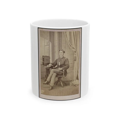 Unidentified Soldier In Uniform With Cabinet Stereograph Viewer (U.S. Civil War) White Coffee Mug-11oz-Go Mug Yourself