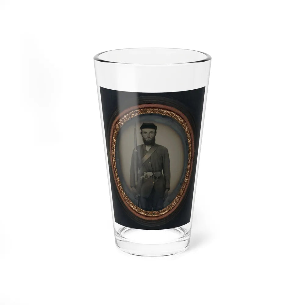 Unidentified Soldier In Uniform With Musket And Holstered Bayonet (U.S. Civil War) Pint Glass 16oz-16oz-Go Mug Yourself