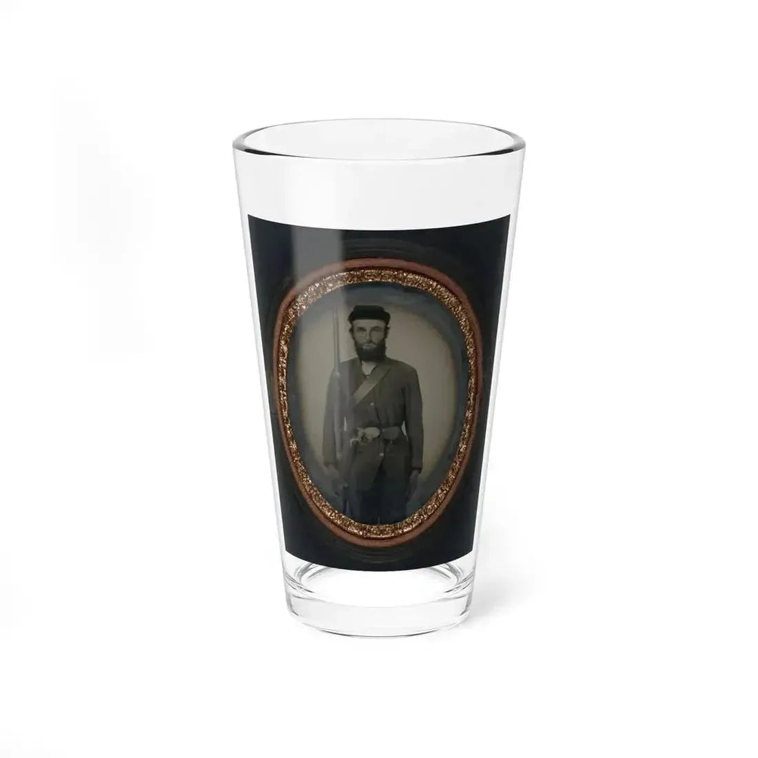 Unidentified Soldier In Uniform With Musket And Holstered Bayonet (U.S. Civil War) Pint Glass 16oz 16oz - Go Mug Yourself