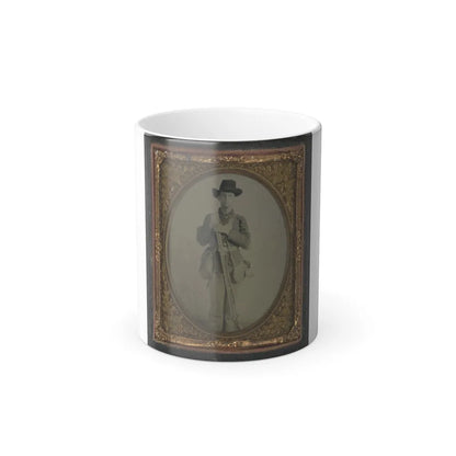 Unidentified Soldier in Uniform With Musket, Canteen, Cup, and Haversack; Either Confederate or Union (U.S. Civil War) Color Changing Coffee Mug 11oz-11oz-Go Mug Yourself