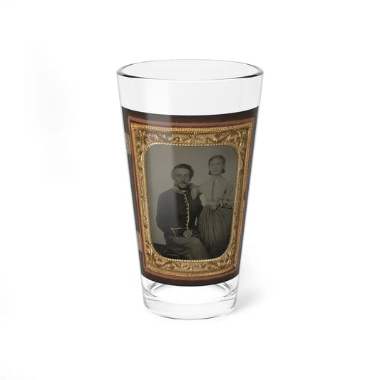 Unidentified Soldier In Uniform With Young Girl (U.S. Civil War) Pint Glass 16oz-16oz-Go Mug Yourself