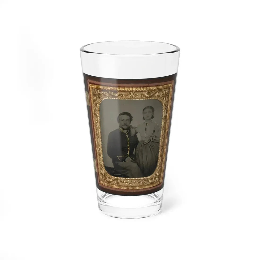 Unidentified Soldier In Uniform With Young Girl (U.S. Civil War) Pint Glass 16oz 16oz - Go Mug Yourself