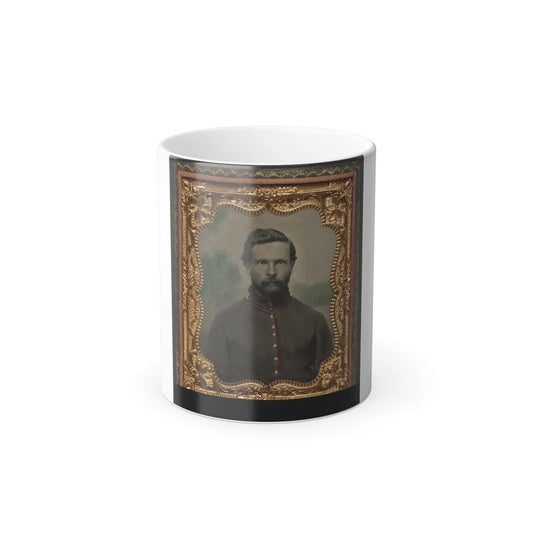 Unidentified Soldier in Union Artillery Corporal's Uniform in Front of Painted Backdrop Showing a Forest (U.S. Civil War) Color Changing Coffee Mug 11oz-11oz-Go Mug Yourself