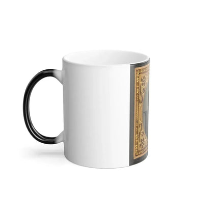 Unidentified Soldier in Union Artillery Uniform Standing Next to Pedestal Holding Revolver and American Flag (U.S. Civil War) Color Changing Coffee Mug 11oz - Go Mug Yourself